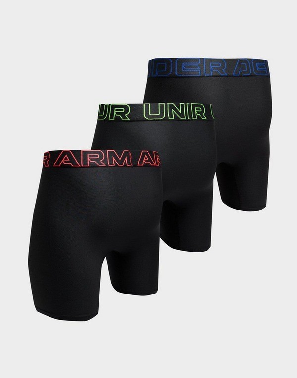 Under Armour 3 Pack 6" Performance Boxerjock Three Boxer Briefs Black Green Blue