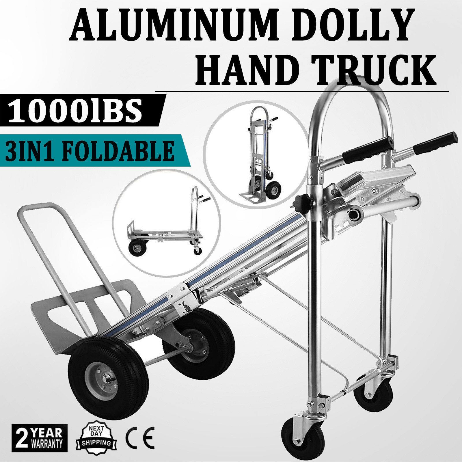 Convertible Aluminum Hand Truck Stair Climber Folding Dolly Cart Heavy Duty