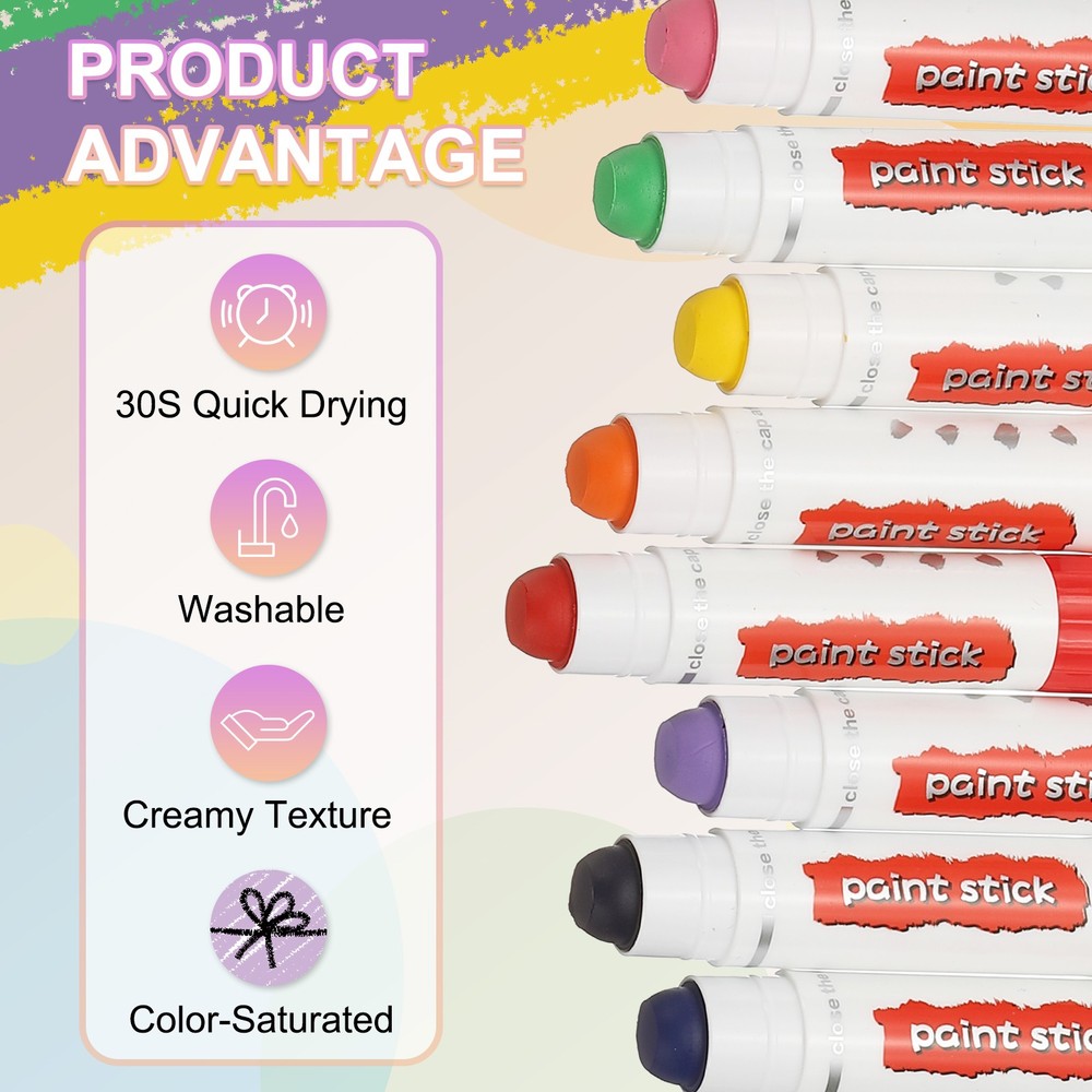 Solid Tempera Paints, 9 Pcs Washable Paint Sticks Paint Pens, Orange