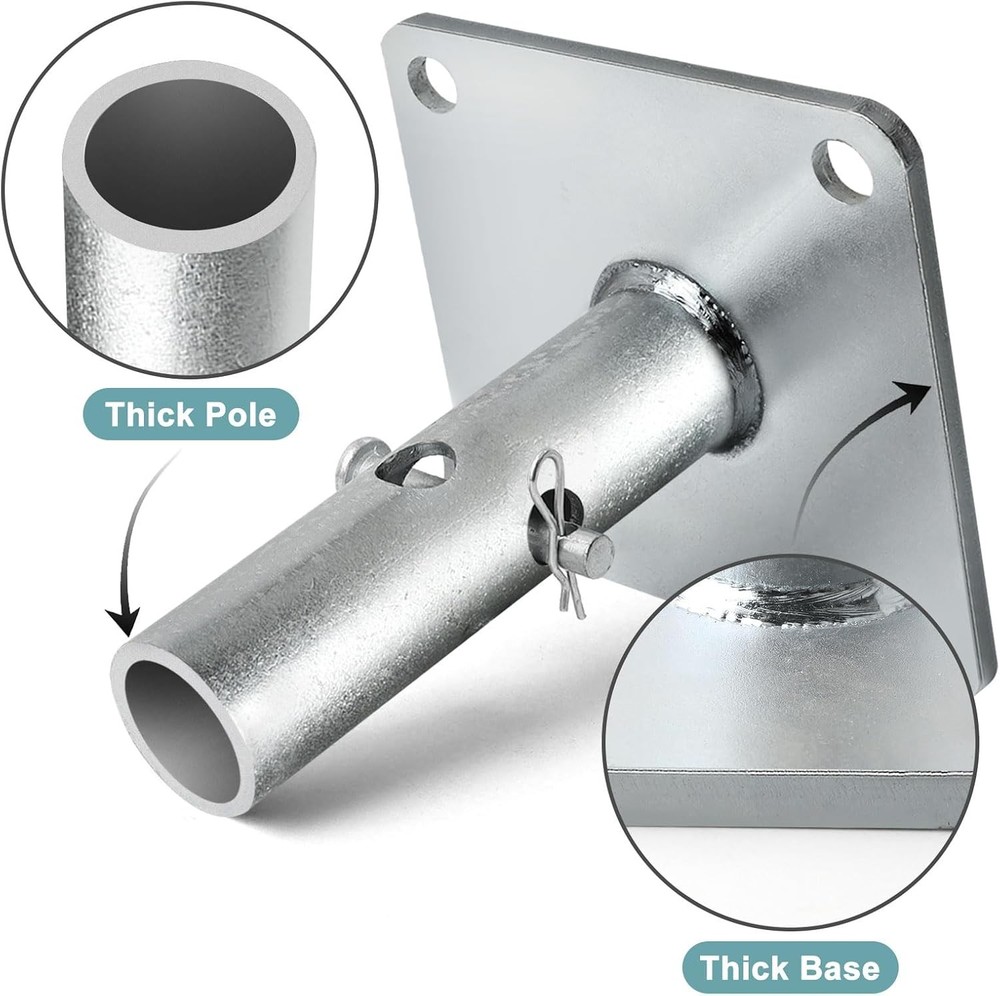 4-Pack Reinforced Scaffold Base, Galvanized Base Plates 4.75" Silver