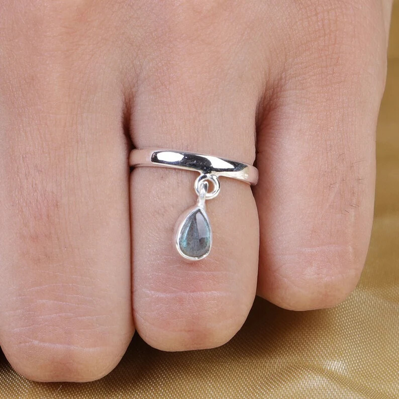 Labradorit 925 Solid Sterling Silver Band &Statement Ring Handmade Ring All size