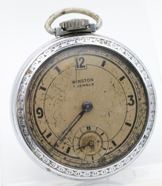 WINSTON 7j USA POCKET WATCH GOOD BALANCE 46.5mm FOR REPAIR (KM)