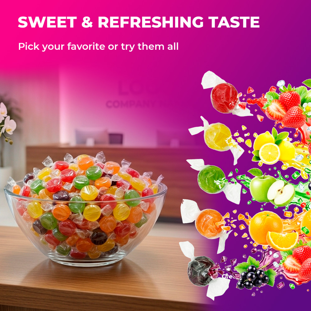 Assorted Fruit Hard Candy, 90 Pcs Individually Wrapped Fruit Drops – Bulk 16 oz