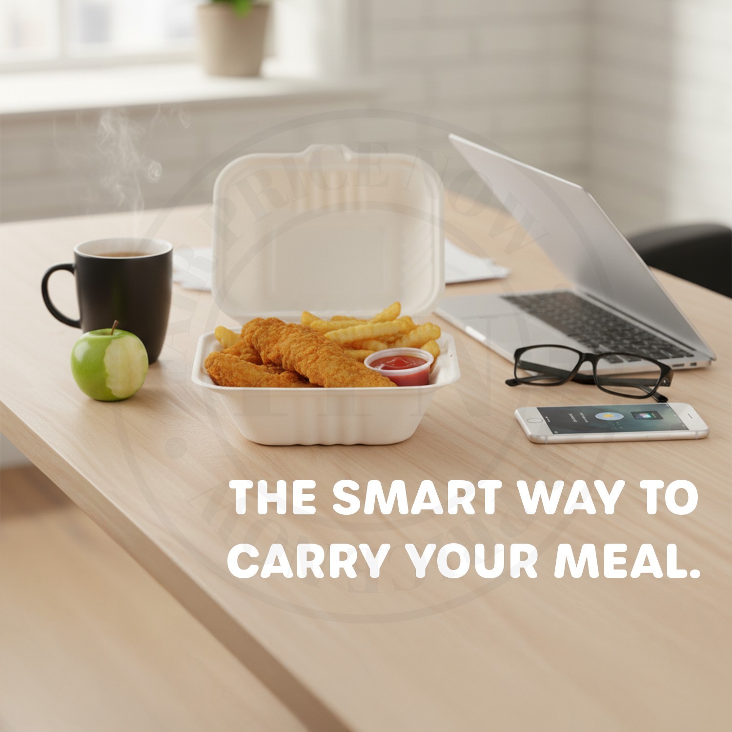 FPN Paper Clamshell Boxes Compostable Takeout Boxes ( 6x6 - 75/150 Ct)