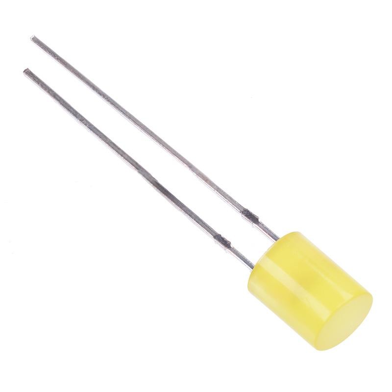 10 x Yellow 5mm Diffused Cylindrical Flat Top LED 120mcd