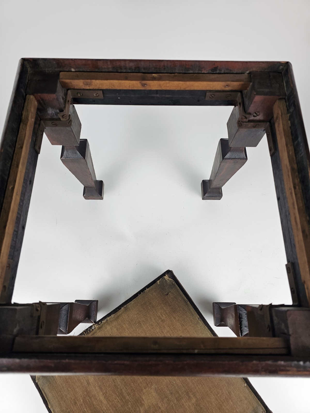 Antique Floral Needlepoint Footstool Victorian Decorative Stool (c. 1890–1915)