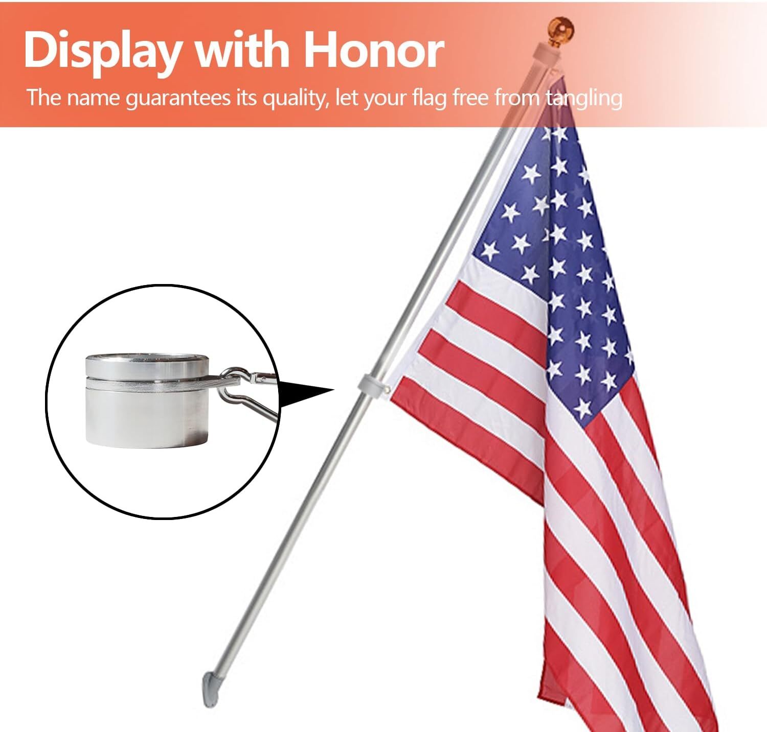 2pcs 1.25" Aluminum Flag Pole Mounting Rings Anti Wrap 360° Rotatable Rings