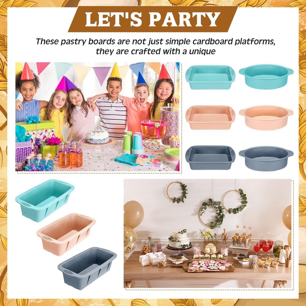 Baderke 9 Pack Silicone Baking tray Set Includes /, blue, pink, grey