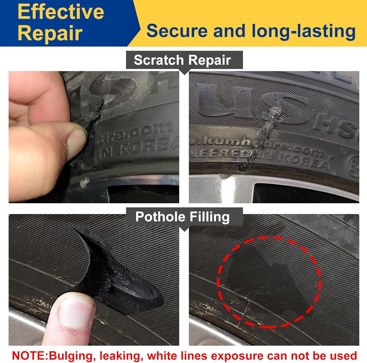 50G Tire Repair Glue, Sidewall Tire Repair Kit, Rubber Cement Tire Repair, Black