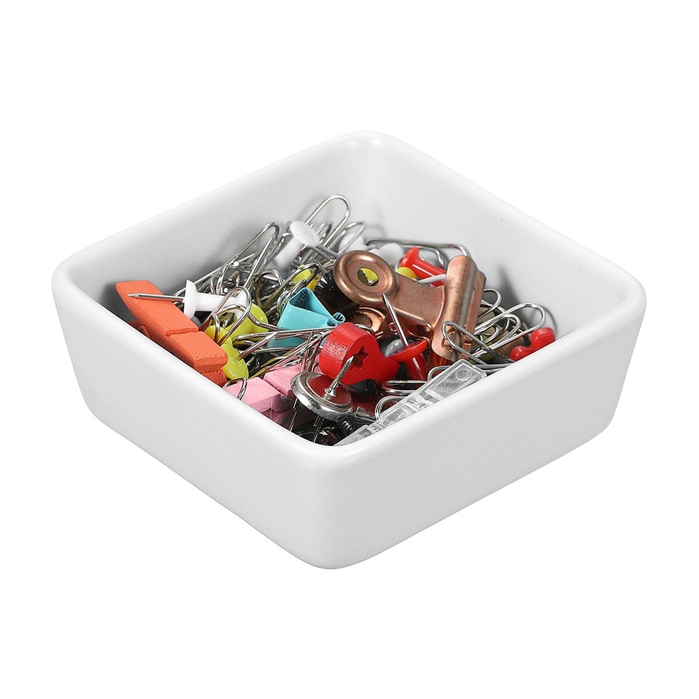 Square Paper Clip Holders, White