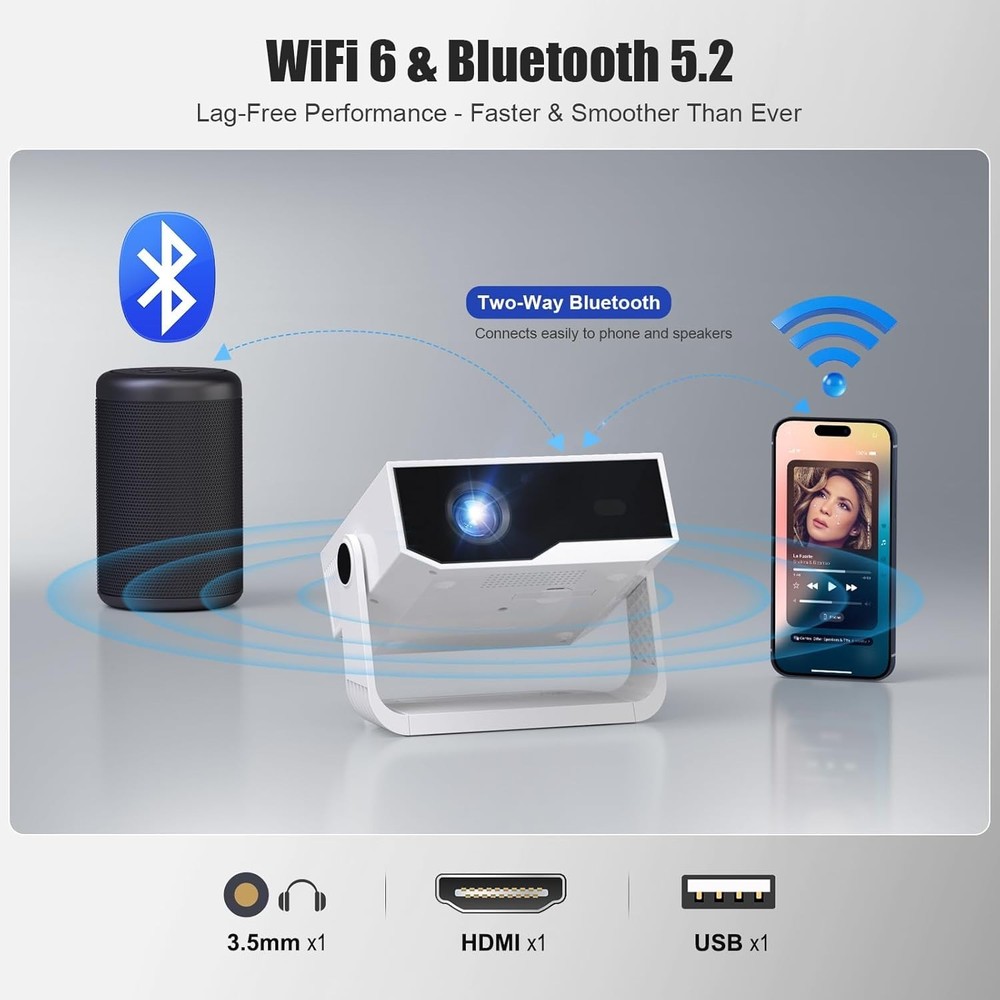 Portable Smart Projector - Native 1080P & 4K Support - Built-In Apps | Compatibl