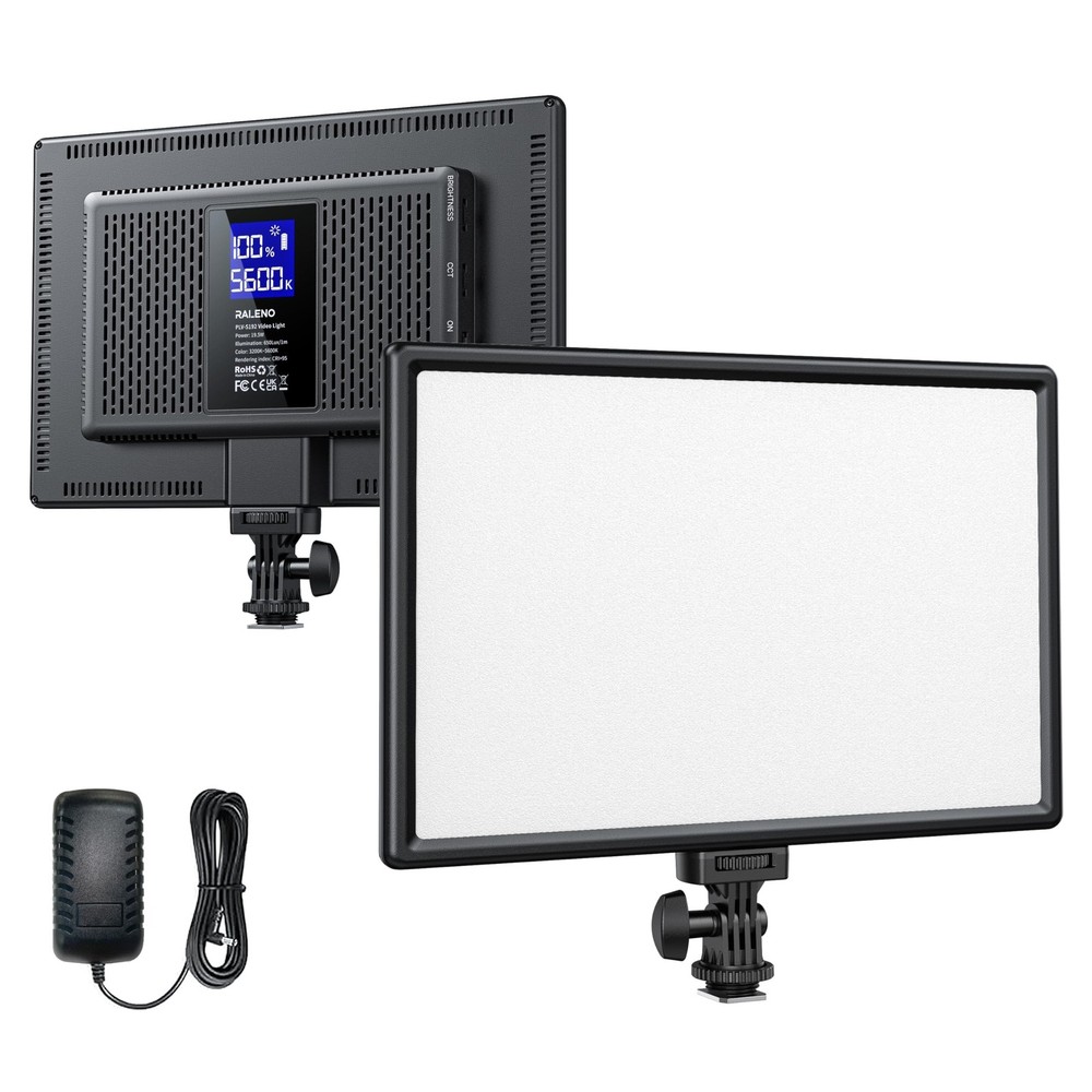 RALENO 19.5W LED Video Soft Light Panel, 650Lux/m Camera Panel Light Built-in...