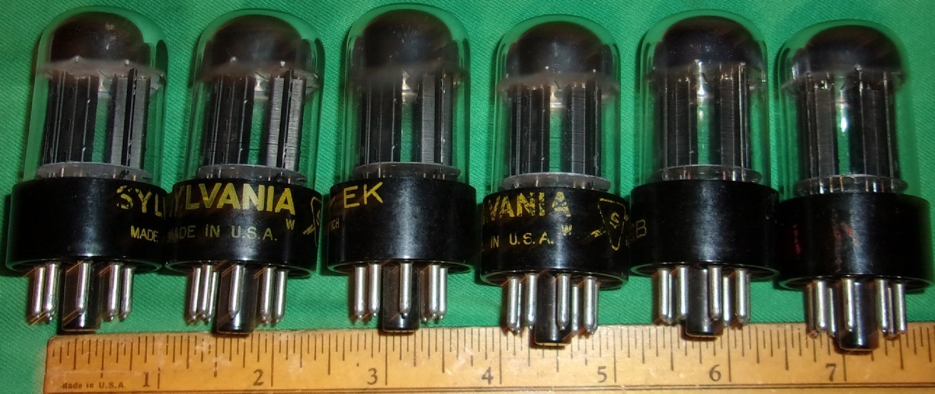 6-SYLVANIA 6SN7GTB Twin Triode Chrome Top! Black Plate! HICKOK TEST GREAT!