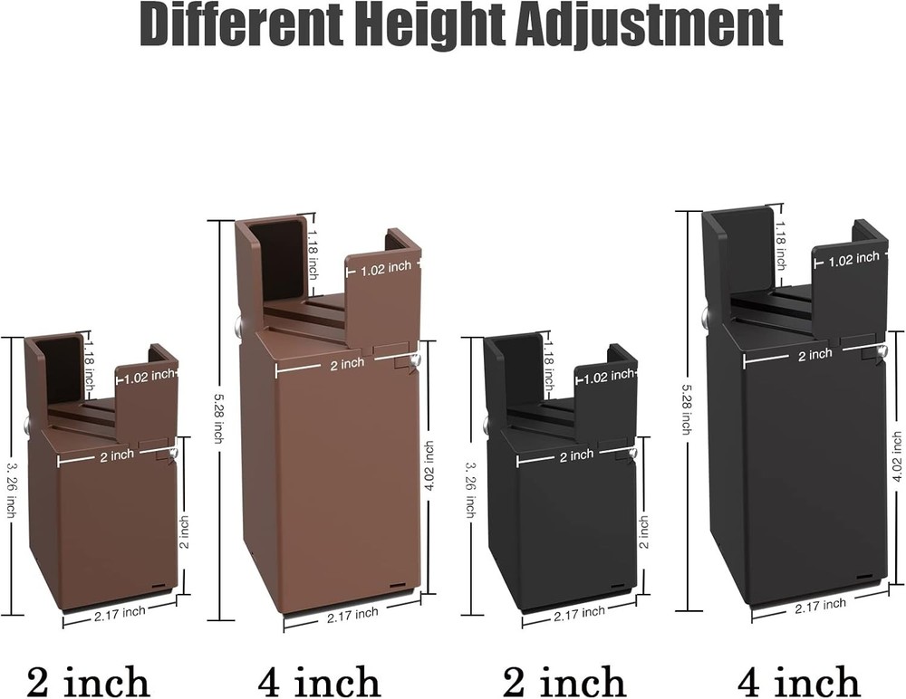 Modern Black Adjustable Bed Risers - Anti-Slip for Maximum Stability & Style
