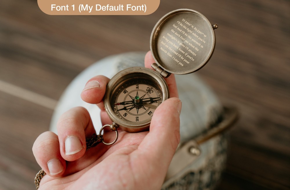 Personalized Engraved Brass Compass, Custom Handwriting Gift for Men, Dad