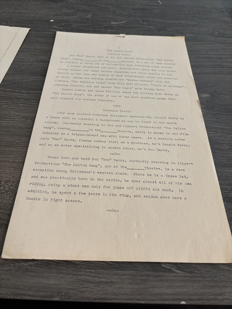 1949 The Dalton Gang Script Not Complete (G)