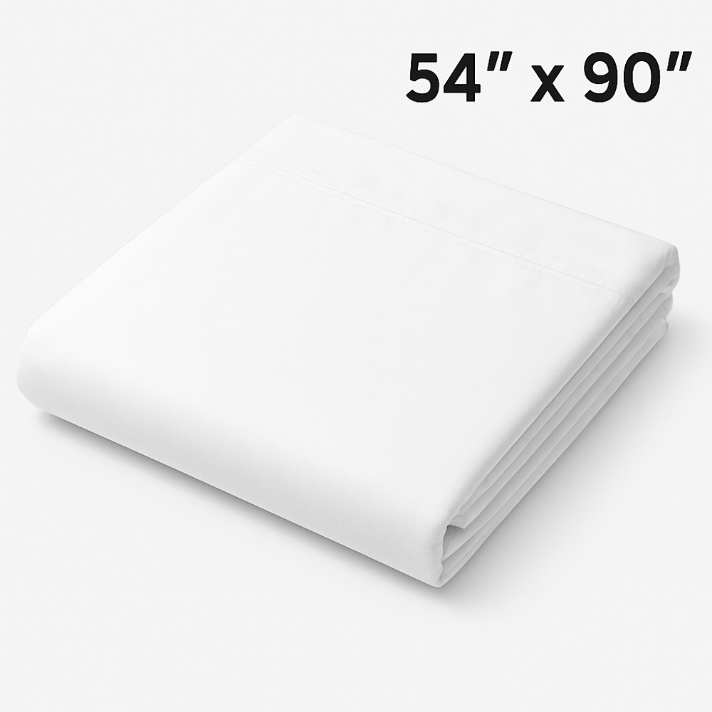 54"x90", White Twin Flat  Sheet