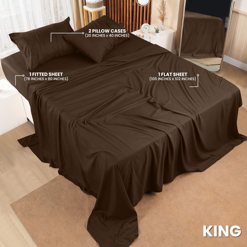 Utopia Bedding King Bed Sheets Set - 4 Piece Bedding - Brushed Microfiber - S...