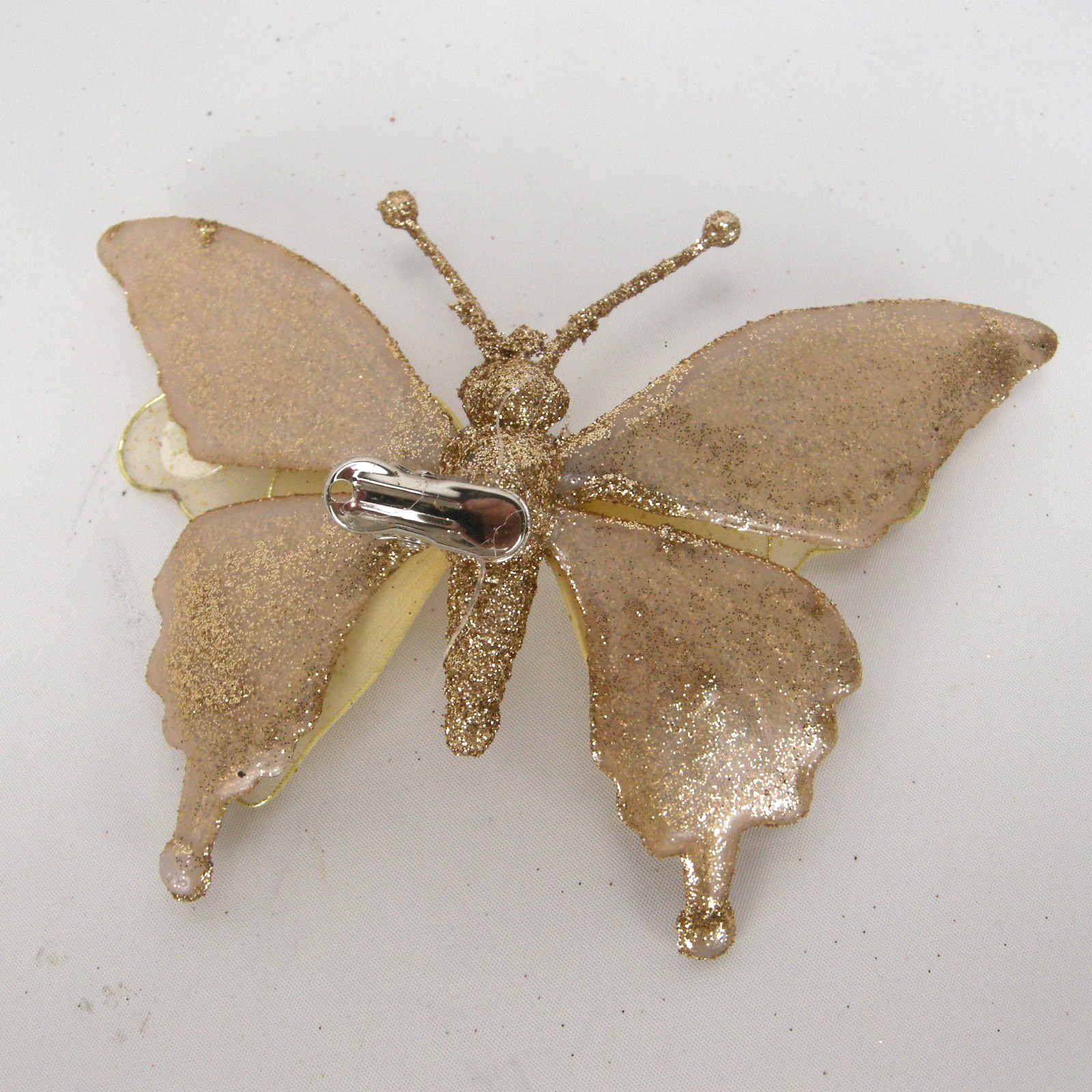 Glittered Gold Butterfly Clip On Craft Decorations Floral 2 Large 4 Medium Set