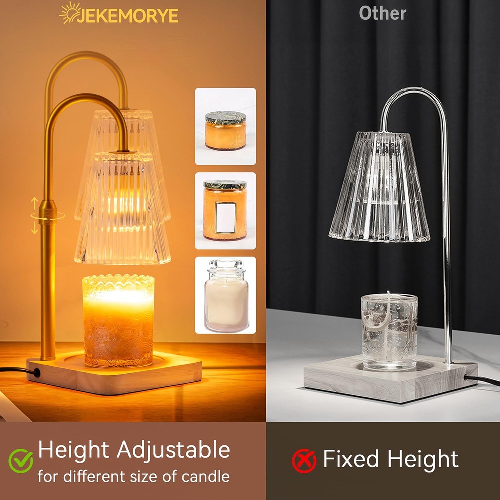 Candle Warmer Lamp Timer Adjustable - Height Wax Melt Light Warming Dimmable ...