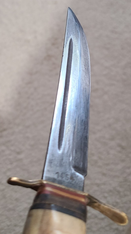 Mohawk Hammer Forged Stag Handle Fixed Blade Knife Germany Elk Embossed Sheath