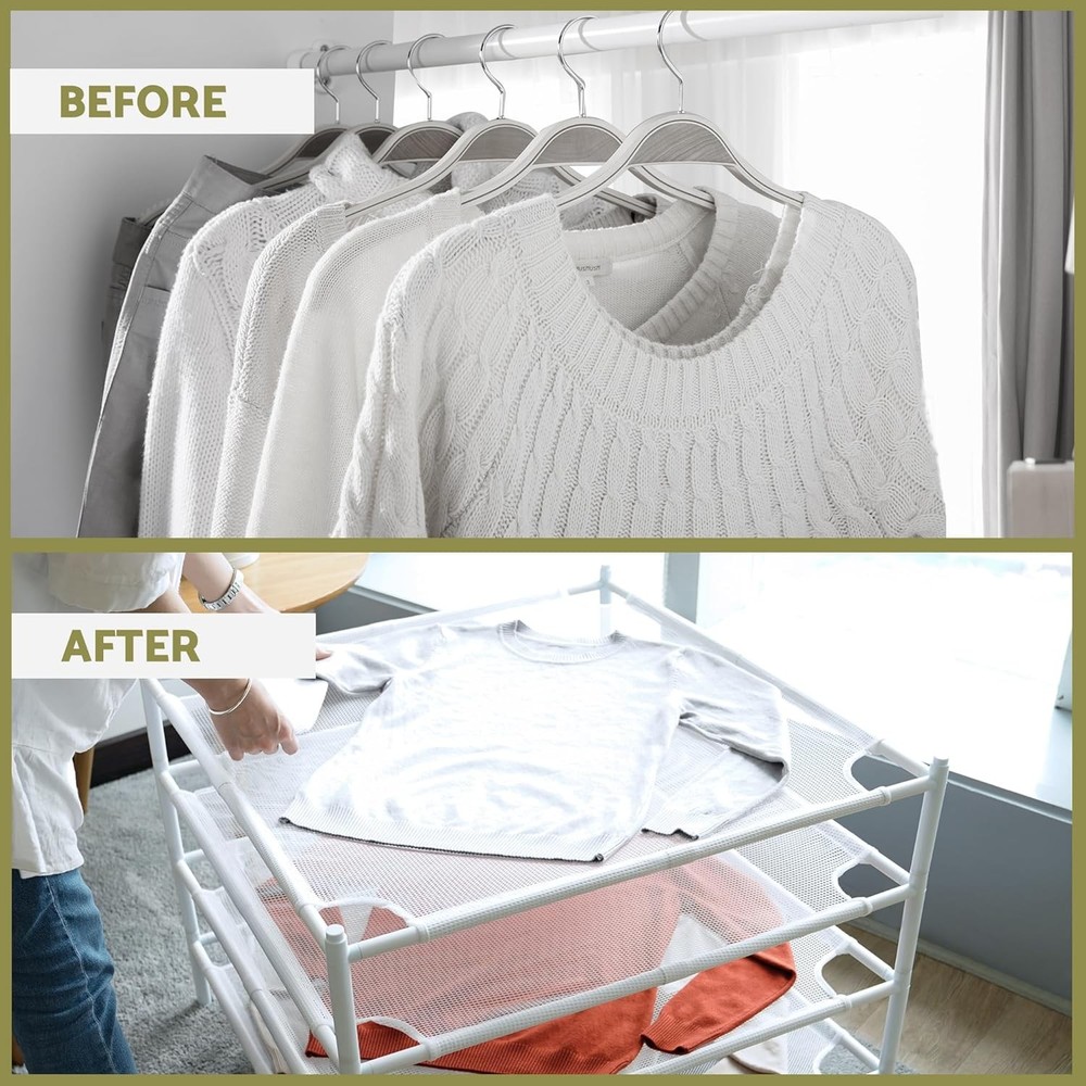 Sweater Drying Rack, 4 Tier Stackable Flat Drying Rack