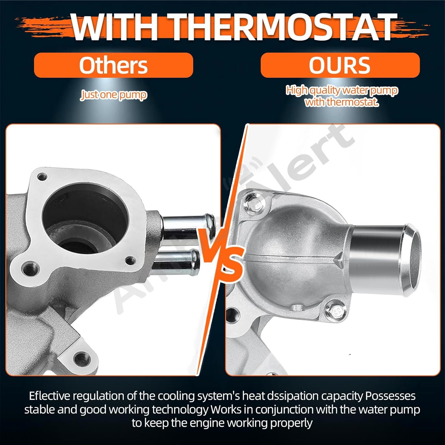 Water Pump w/Thermostat For Chevy Silverado Tahoe Sierra Cadillac 4.8/5.3/6.0L