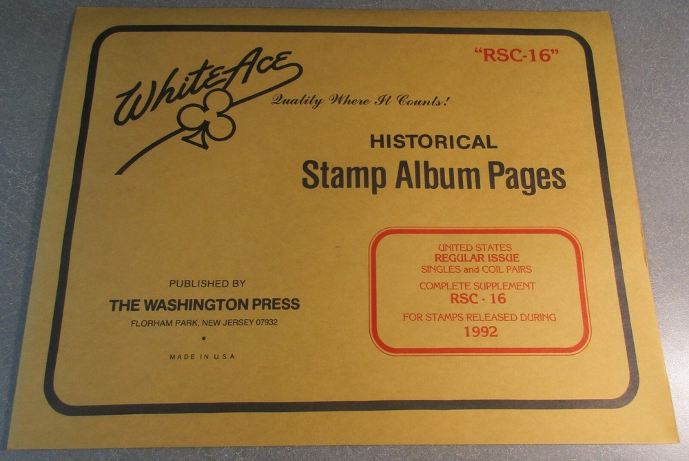 WHITEACE RSC-16 HISTORICAL STAMP ALBUM PAGES STAMPS RELEASED 1992 W/FREE SHP.