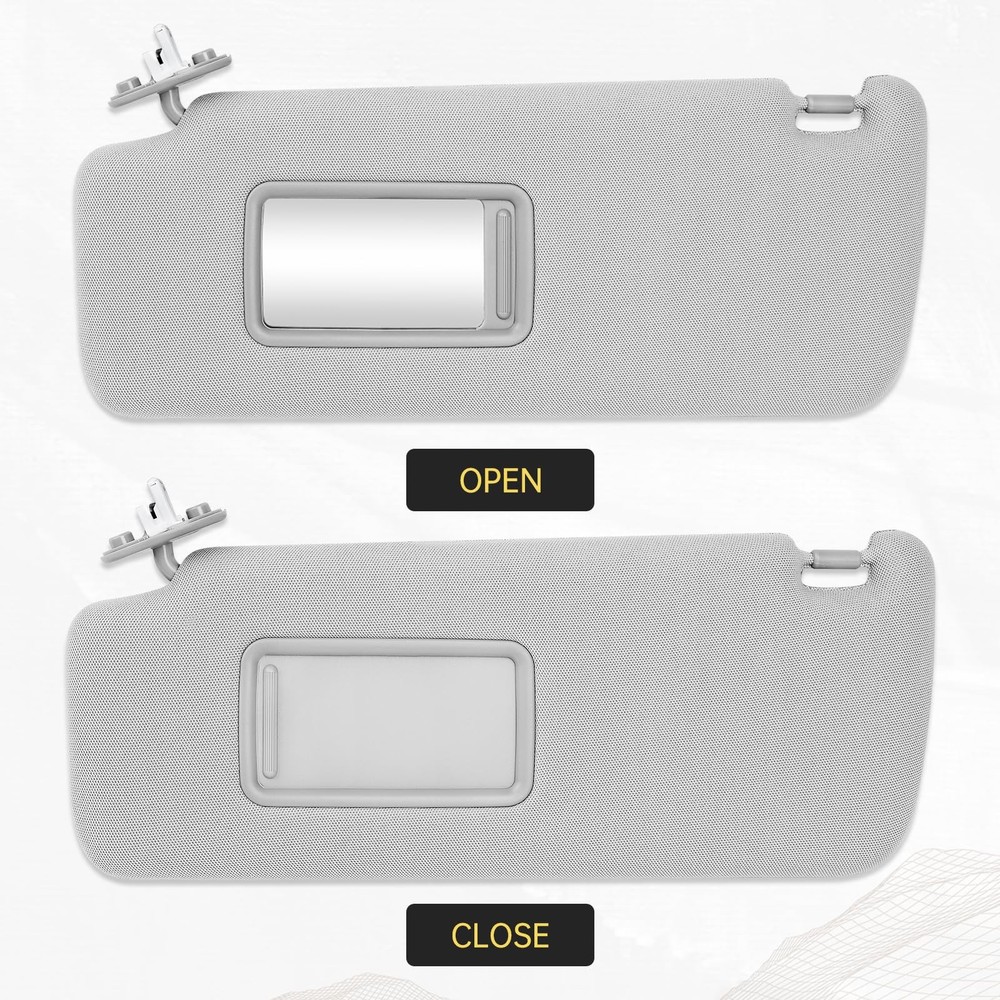 Left Driver Side Sun Visor with Vanity Light Compatible Side, Grey