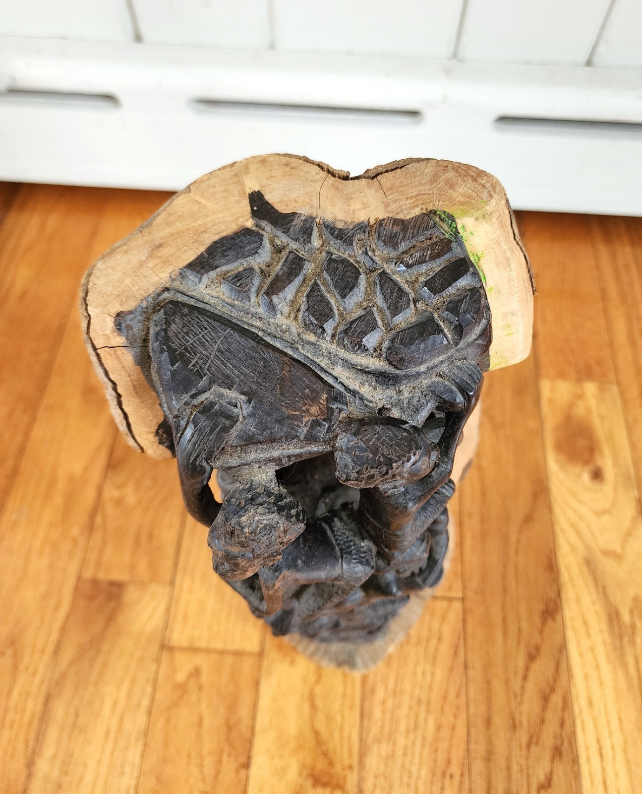 Antique African Makonde Tree of Life Ebony Wood Carving Sculpture Statue