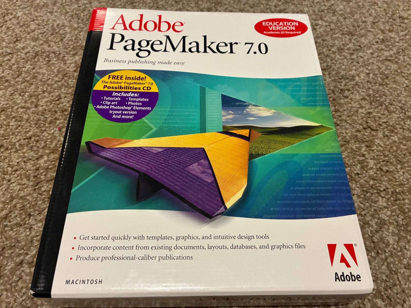 Adobe PageMaker 7.0 - Macintosh MAC Education Version with Serial Number Key!