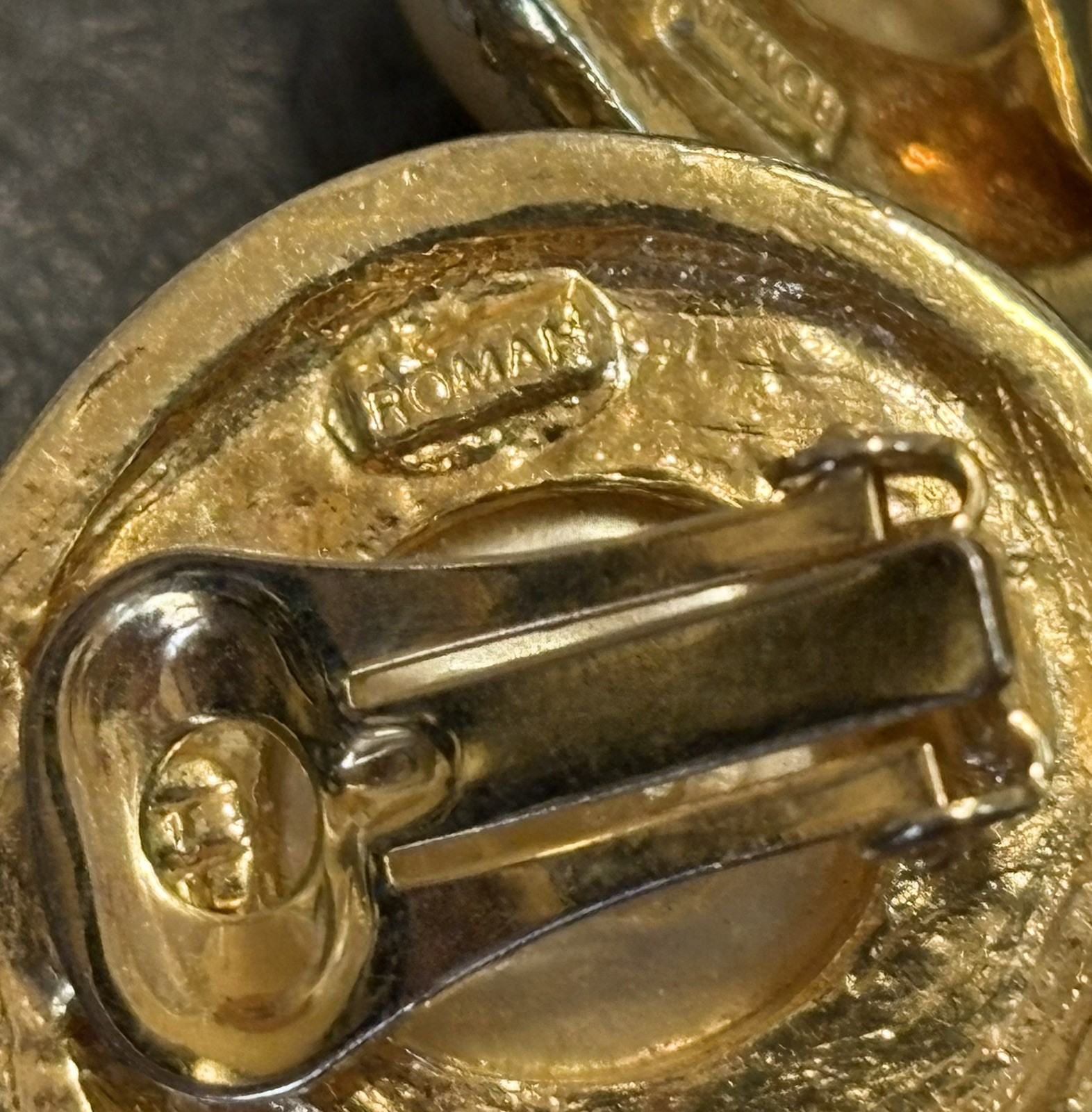 VINTAGE ESTATE ROMAN Gold Tone RHINESTONE FAUX PEARL EARRINGS CLIP Pierced Lot