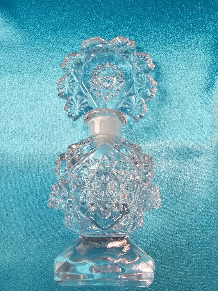 Vintage Crystal Perfume Bottle Pinwheel Pattern
