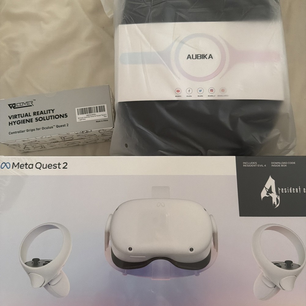BNIB Meta Quest 2 Virtual Reality Headset BUNDLE + Aubika case + controller grip