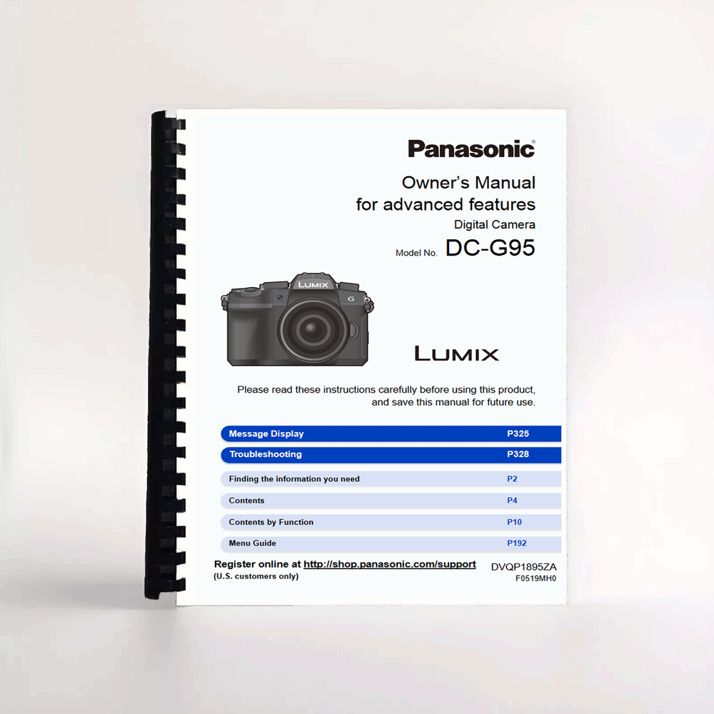 Owners Manual for Panasonic Lumix DC-G95 Camera