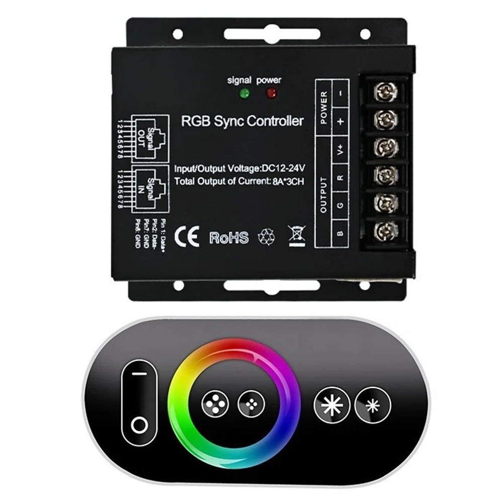 DC12V-24V 8A*3CH RGB Sync Controller Wireless Touch RGB Remote For RGB LED Light