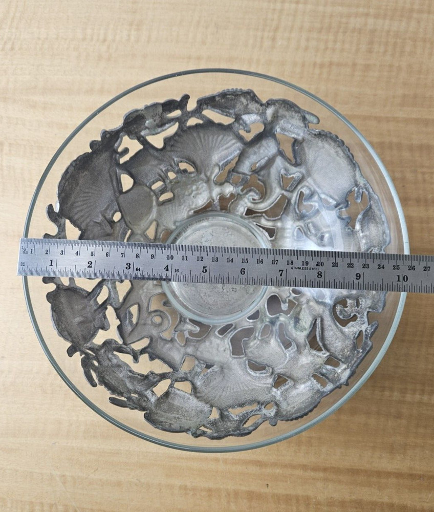 Godinger Silver Art, Co Seashell Bowl Set silver plated bowl and glass bowl 10"