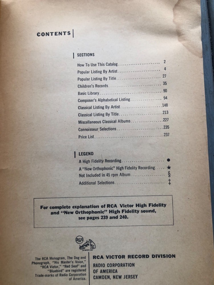 RCA Victor Record Catalog 1954 - 1955