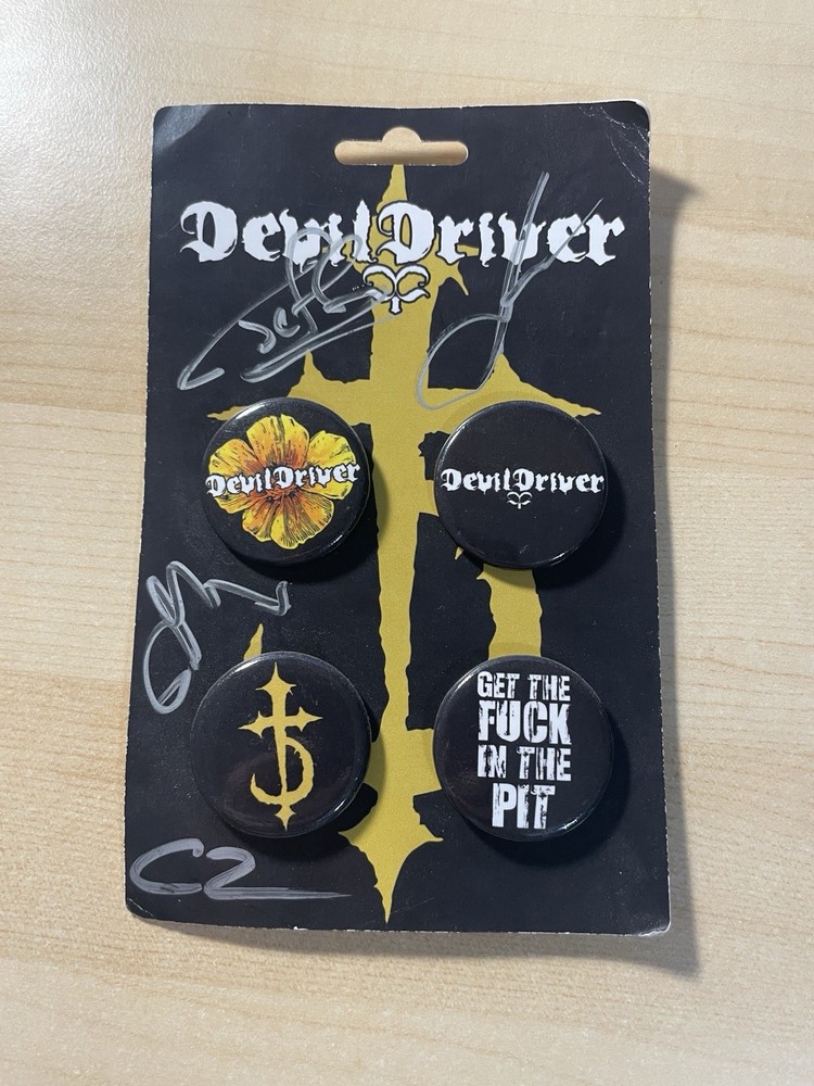 Devildriver Band Autograph - 4 Button Set