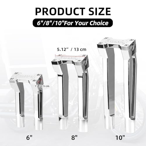 Motorcycle Handlebar Risers Height 10 inch Pullback Clamp Round 1 10" Chrome