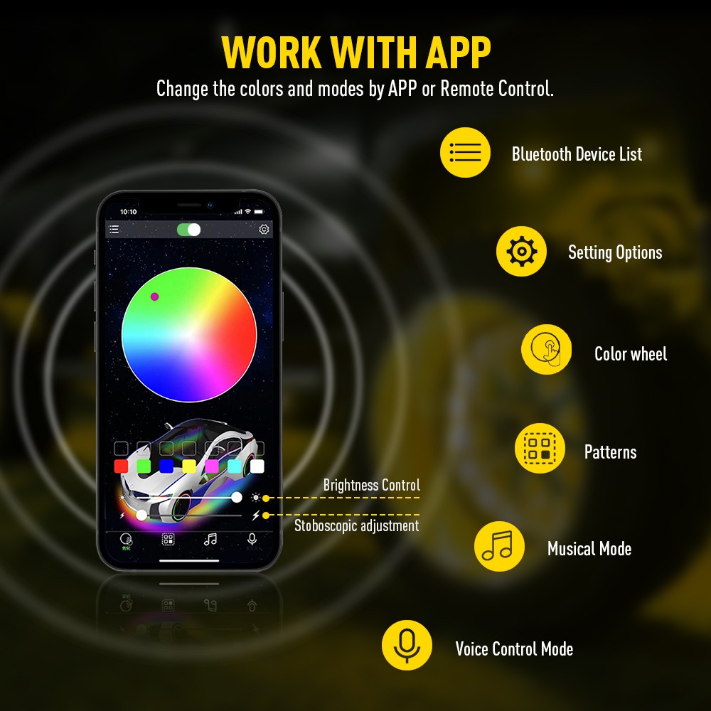 Triple 17.5" Row LED RGB Flow Chasing Wheel Ring Rim Lights For Truck Car set