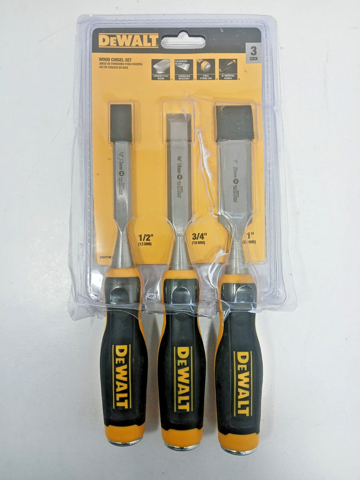DeWalt DWHT16862 Wood Chisel Set 3-Piece Hand Tool Used
