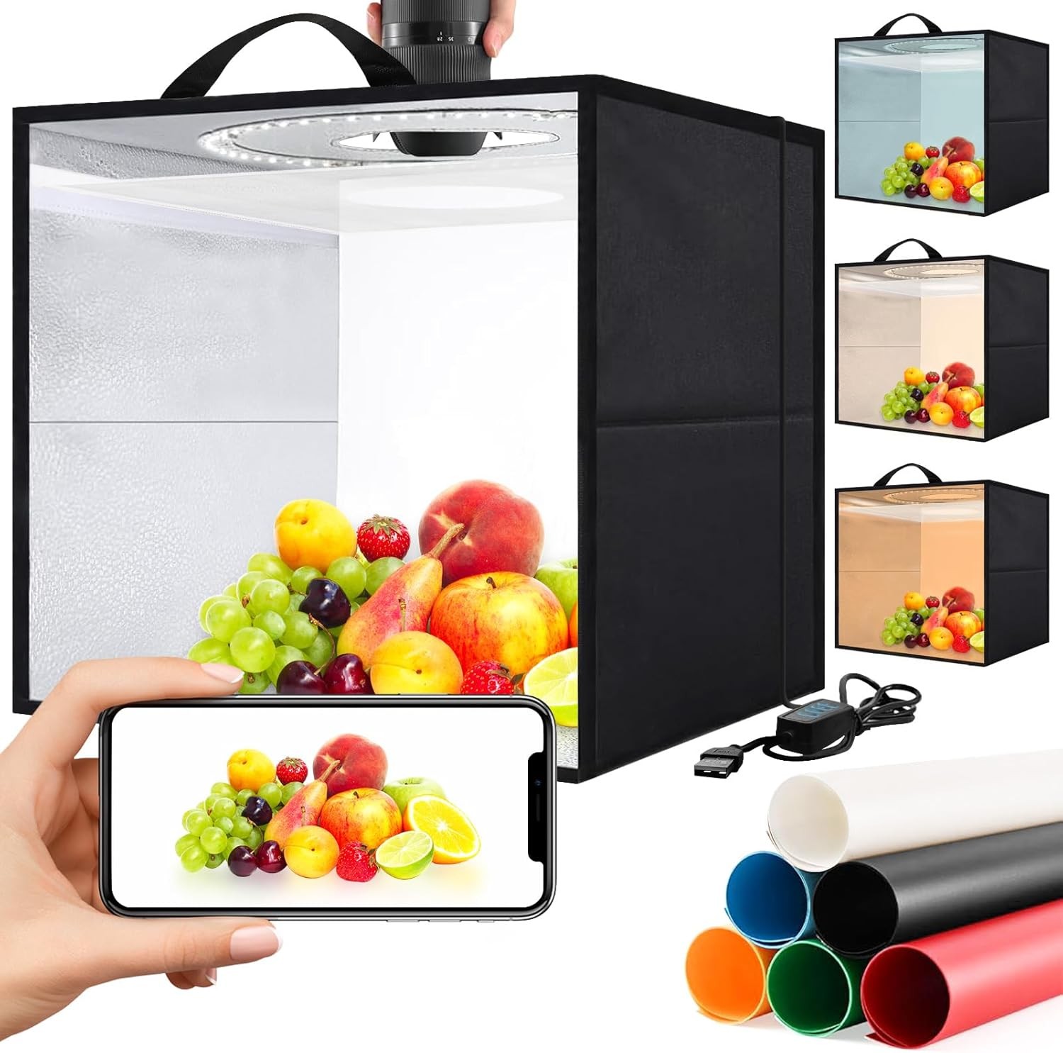 Light Box,Light Box Photography,16"x16"Photo Box,Photo Light Box 120 LEDs Lights