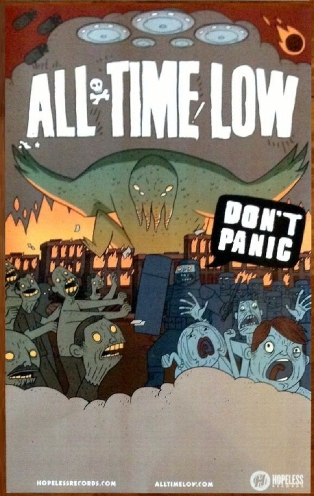 ALL TIME LOW Don't Panic Ltd Ed New RARE Tour Poster +BONUS Punk Emo Rock Poster