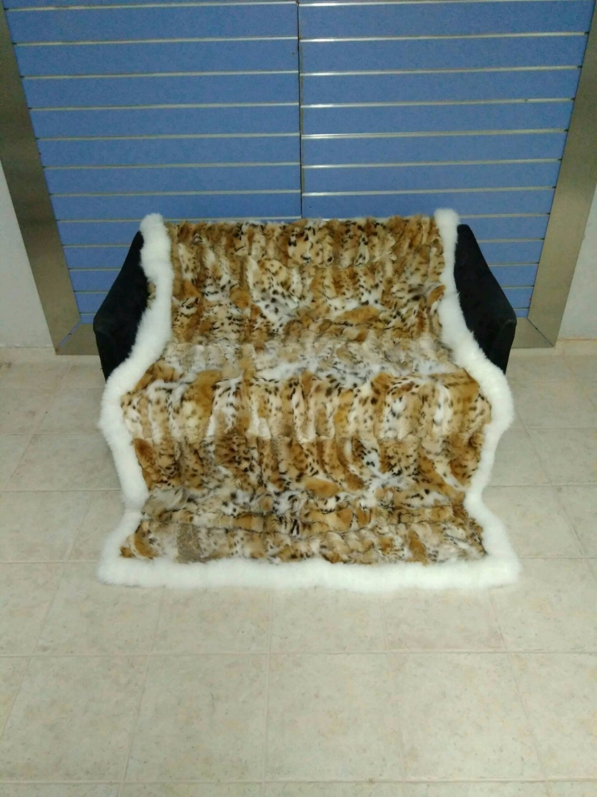 Luxury Lynx Fur Throw 100% Real Lynx Blanket Genuine Bedspread With Fox Outline