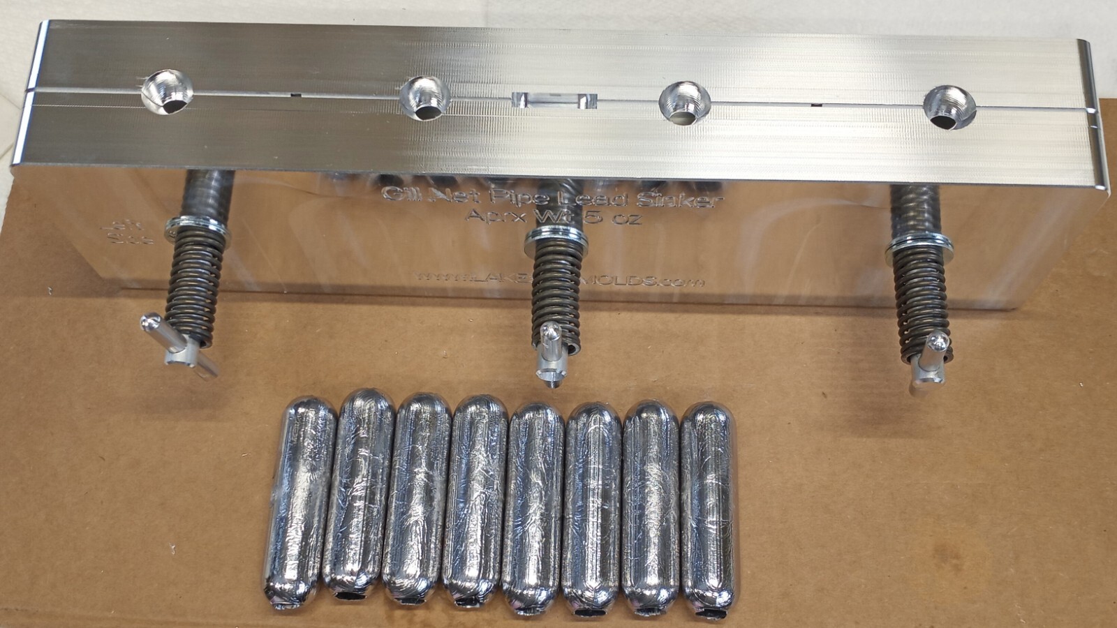 Fish Net Weight Mold - Used in Gill Nets ( Lead Pipe Style ) 3/8" Through Hole