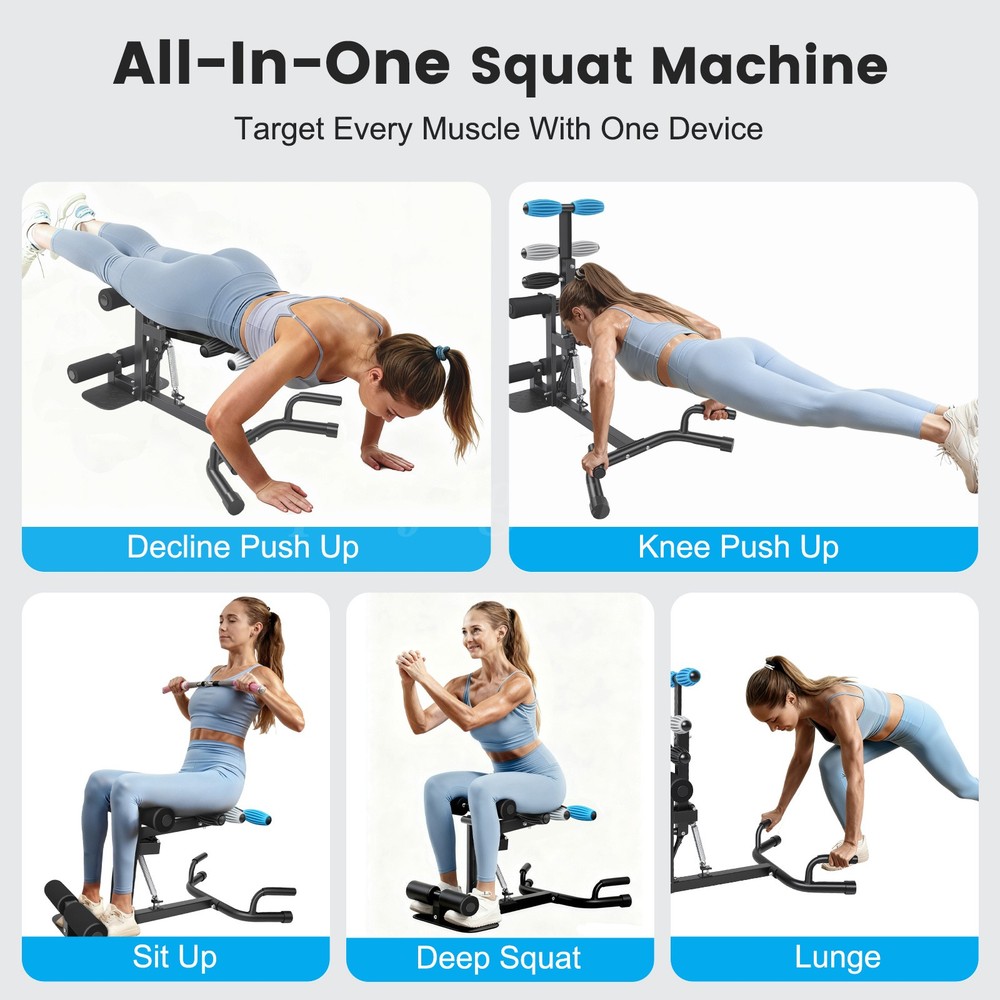 Deep Squat Training Machine Adjustable Resistance Foam Rollers Compact Workout