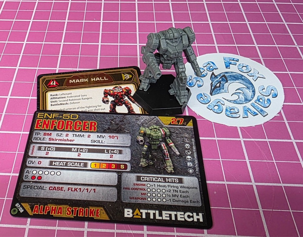 BattleTech Enforcer Mech  -- Davion Cavalry Lance + Cards
