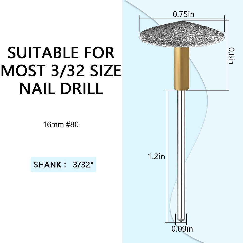 C12rtive Pedicure Drill Bit, Diamond Carbide Foot Nail Medium