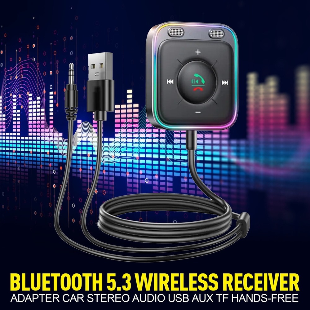 3.5mm Bluetooth 5.3 Car Wireless Receiver Adapter Stereo Audio AUX Hands-Free